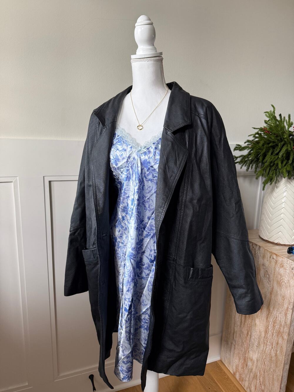 Black Leather Trench Coat NYDA